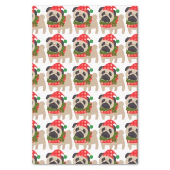 Merry Christmas Holiday Pug Dog Tissue Paper by MishMoshPugs at Zazzle