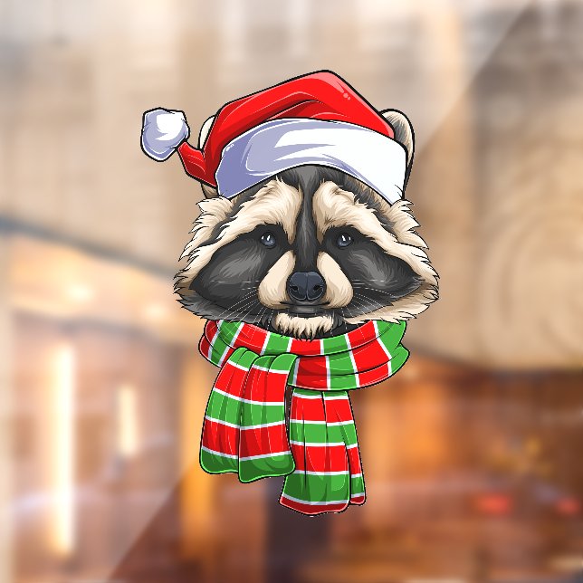 Merry Christmas Holiday Raccoon Window Cling (Sheet 2)