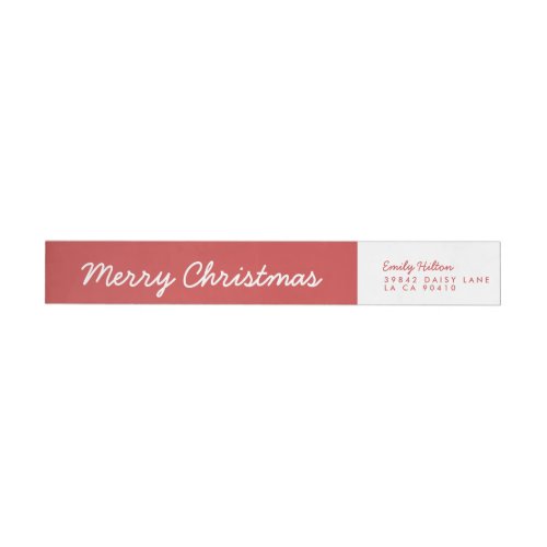 Merry Christmas Holiday Red Banner Address Wrap Around Label