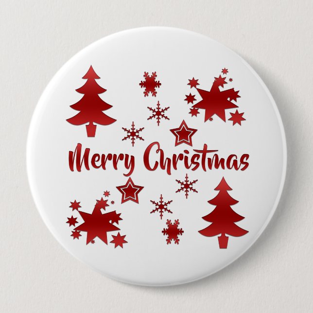 Merry Christmas, Holiday Red Design, Button (Front)