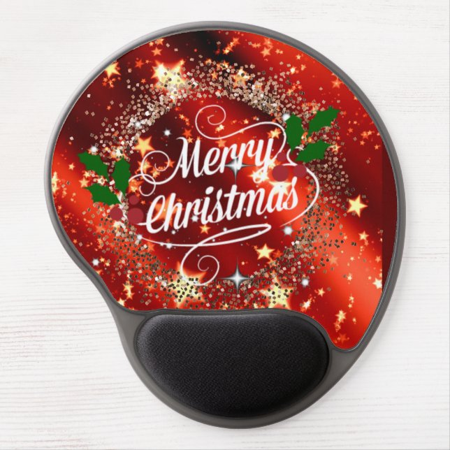 Merry Christmas, holiday red design Gel Mouse Pad (Front)