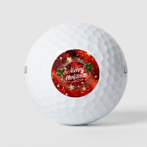 Merry Christmas holiday red design Golf Balls