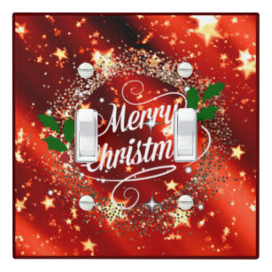 Merry Christmas, holiday red design Light Switch Cover