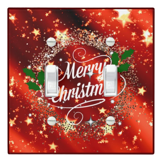 Merry Christmas, holiday red design Light Switch Cover (In Situ)