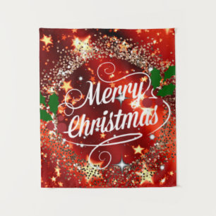 Merry Christmas, holiday red design Tapestry