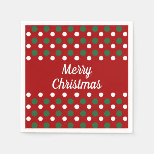Merry Christmas Holiday Red Polka Dots Napkins