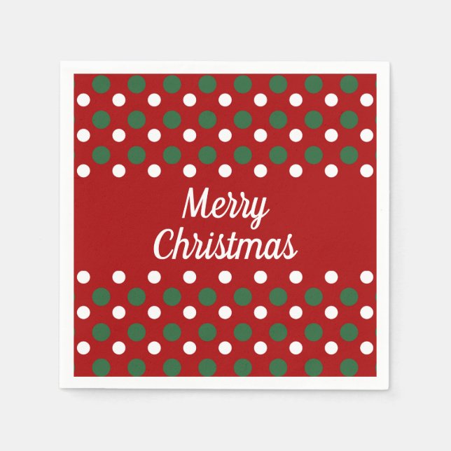 Merry Christmas Holiday Red Polka Dots  Napkins (Front)