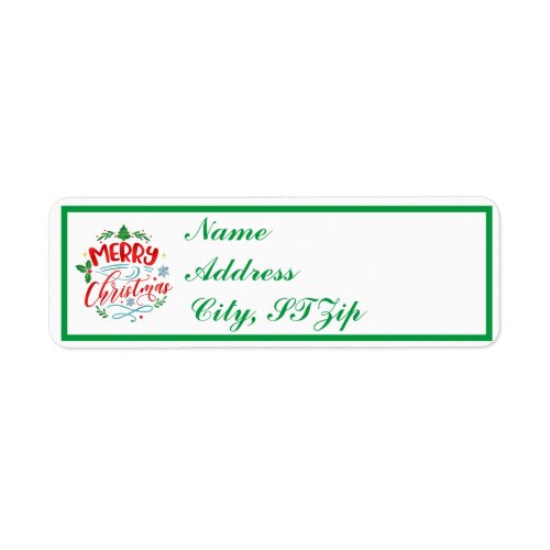Merry Christmas Holiday Return Address Labels