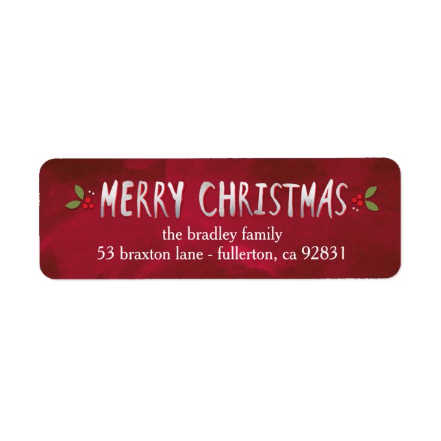 Merry Christmas Holiday Return Address Labels (Front)