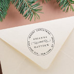 Merry Christmas Holiday Return Address Round Self-inking Stamp<br><div class="desc">Create Your Own Classic Round Return Address Stamp.</div>