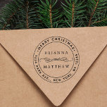 Merry Christmas Holiday Return Address Round Self- Self-inking Stamp<br><div class="desc">Create Your Own Classic Round Return Address Stamp.</div>