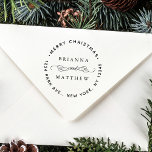 Merry Christmas Holiday Return Address Rubber Stamp<br><div class="desc">Create Your Own Round Return Address Stamp.</div>