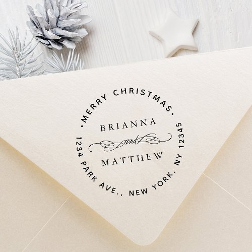 Merry Christmas Holiday Return Address  Self_inking Stamp