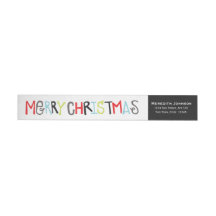 Merry Christmas Holiday Return Address Wrap Label