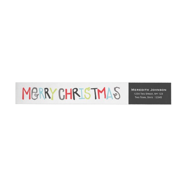 Merry Christmas Holiday Return Address Wrap Label (Individual)