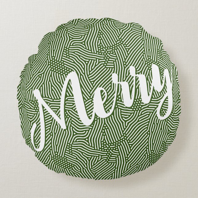 Merry Christmas Holiday Round Pillow (Front)