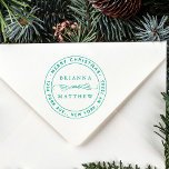 Merry Christmas Holiday Round Return Address Rubber Stamp<br><div class="desc">Create Your Own Round Return Address Stamp.</div>