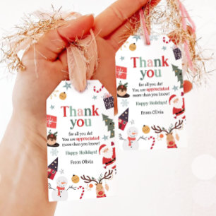 Merry Christmas Holiday Santa Gift Family Teacher Gift Tags