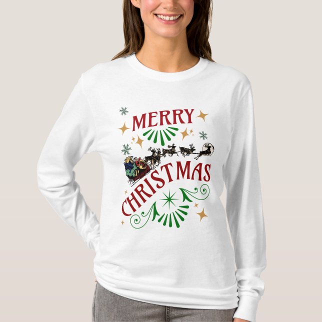 Merry Christmas Holiday Santa T-Shirt (Front)