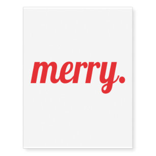 Merry - Christmas Holiday Season Gift Temporary Tattoos