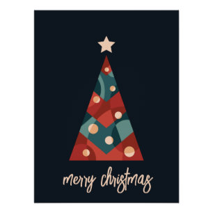 Merry Christmas holiday seasonal art xmas tree Poster