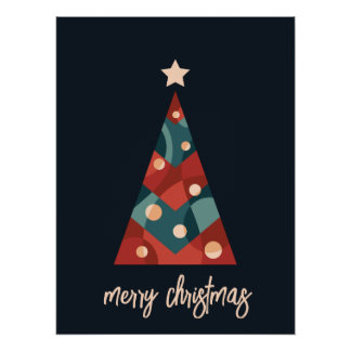 Merry Christmas holiday seasonal art xmas tree  Poster