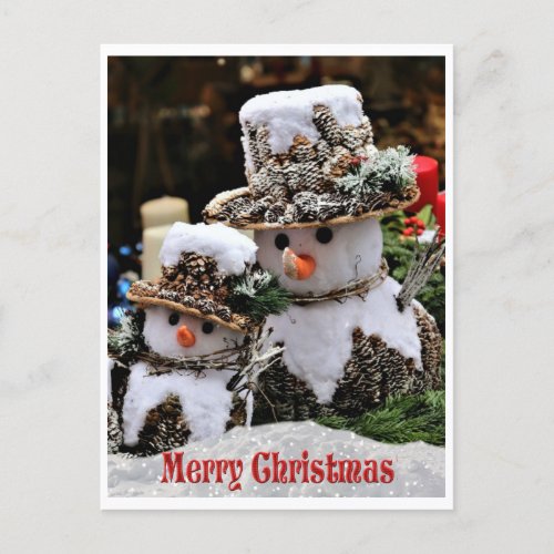 Merry Christmas Holiday snowman Postcard