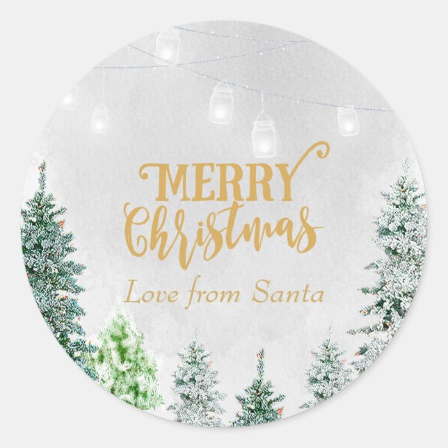 Merry Christmas holiday sticker snow winter trees (Front)