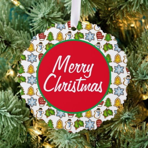 Merry Christmas Holiday Sugar Cookies Mitten Bell Ornament Card