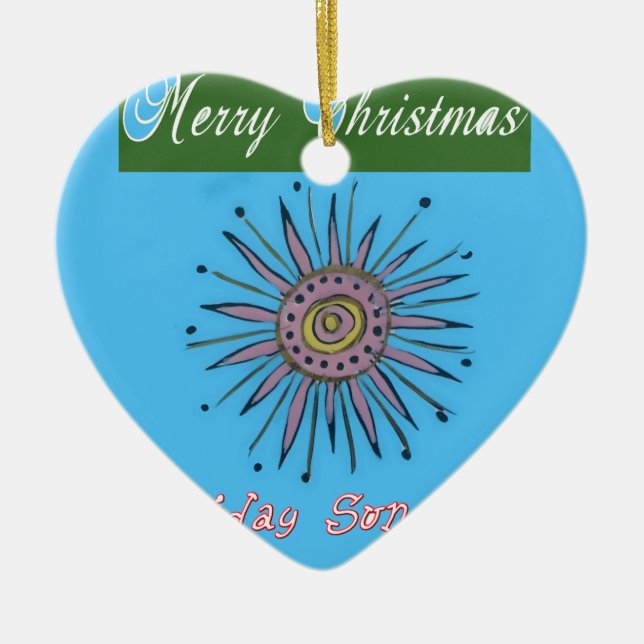 Merry Christmas Holiday Sunshine Collection Ceramic Ornament (Front)