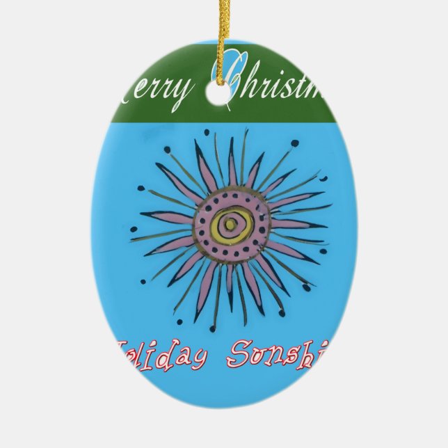 Merry Christmas Holiday Sunshine Collection Ceramic Ornament (Front)