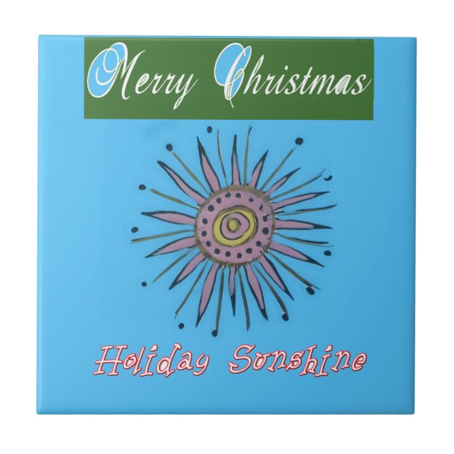 Merry Christmas Holiday Sunshine Collection Ceramic Tile (Front)