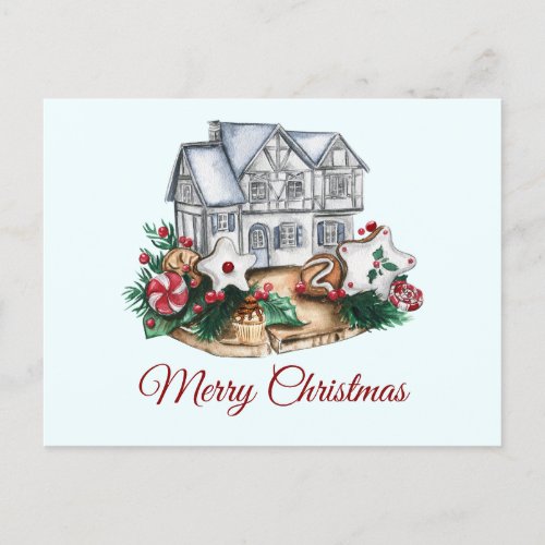 Merry Christmas Holiday Sweets and Decorations  Postcard