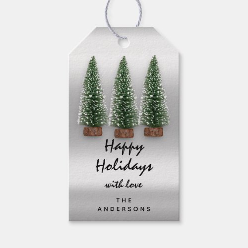 Merry Christmas Holiday To Gray Green Tree Gift Tags