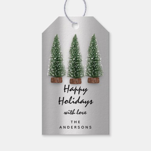 Merry Christmas Holiday To Gray Green Tree Gift Tags