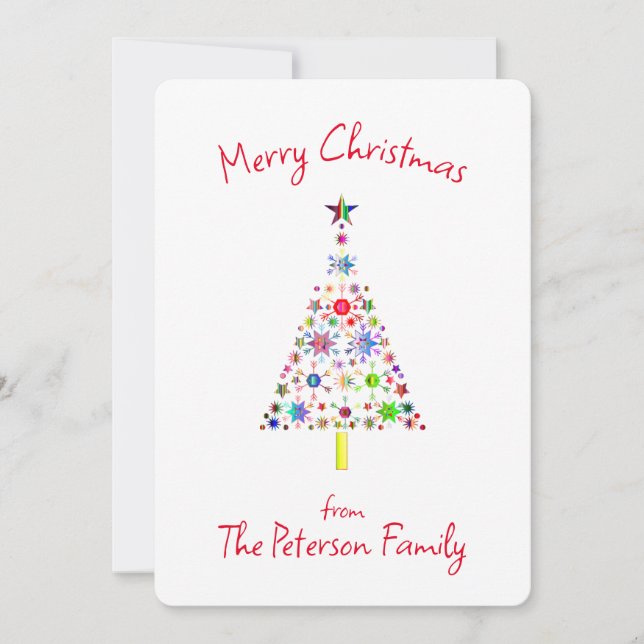 Merry Christmas Holiday Tree Art Card (Front)