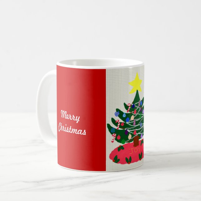 Merry Christmas Holiday Tree Mug (Front Left)
