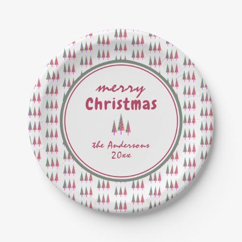 Merry Christmas Holiday Tree Paper Plate