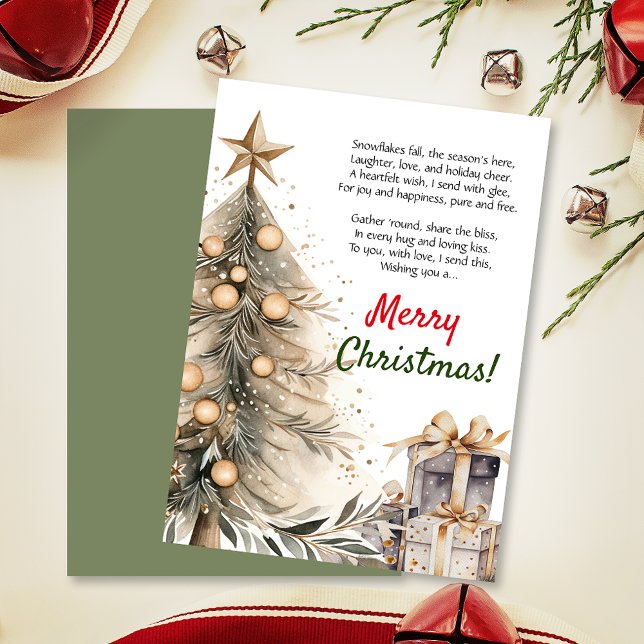 Merry Christmas Holiday Tree Poem Greeting Card (Elevate your upcoming event with this cozy Christmas invitation and heartwarming poem!)
