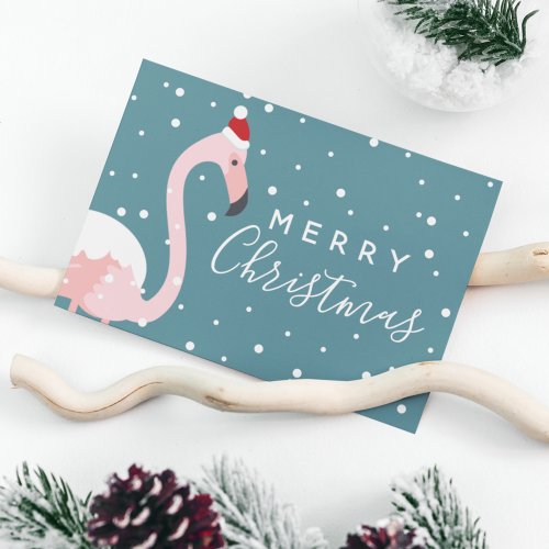 Merry Christmas  Holiday Tropical Flamingo Invitation