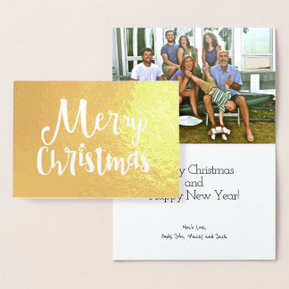Merry Christmas Holiday Typography Gold Foil Card