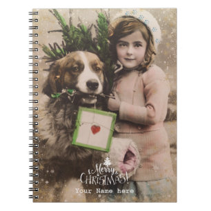 merry christmas holiday vintage notebook