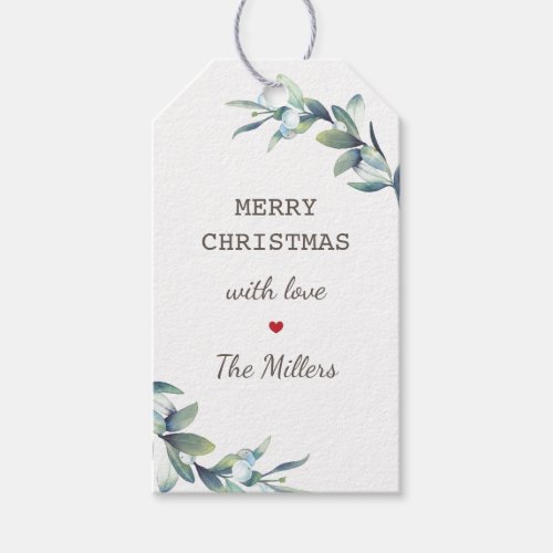 Merry Christmas Holiday Winter Berries Gift Tags