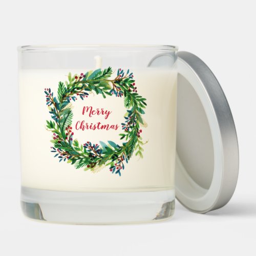 Merry Christmas Holiday Wreath Medium Gift Bag Scented Candle