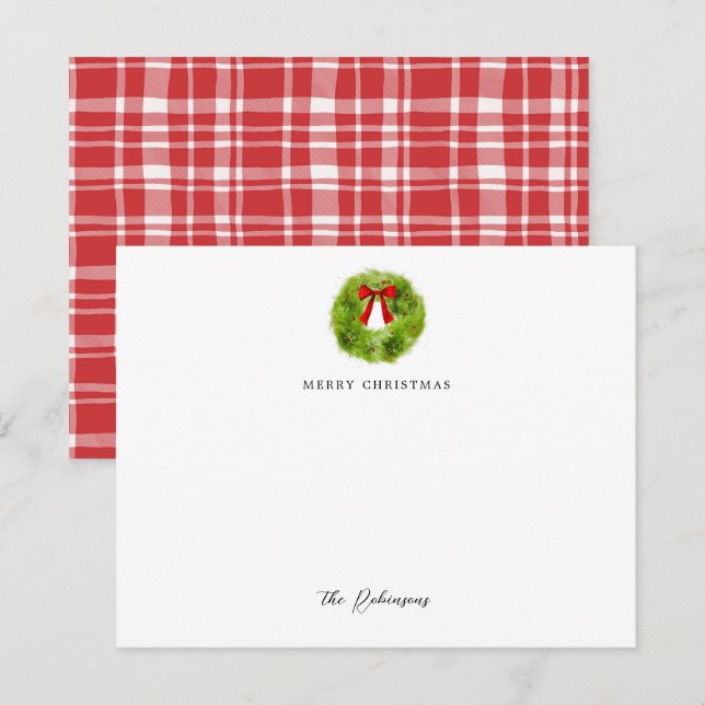 Merry Christmas Holiday Wreath Note Card (Front/Back)