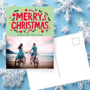 MERRY CHRISTMAS Holiday Xmas CUSTOM PHOTO Postcard