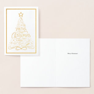 Merry Christmas Holiday Xmas Tree Your Words Foil Card