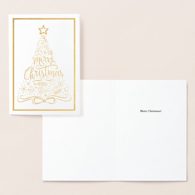 Merry Christmas Holiday Xmas Tree Your Words Foil Card (Display)