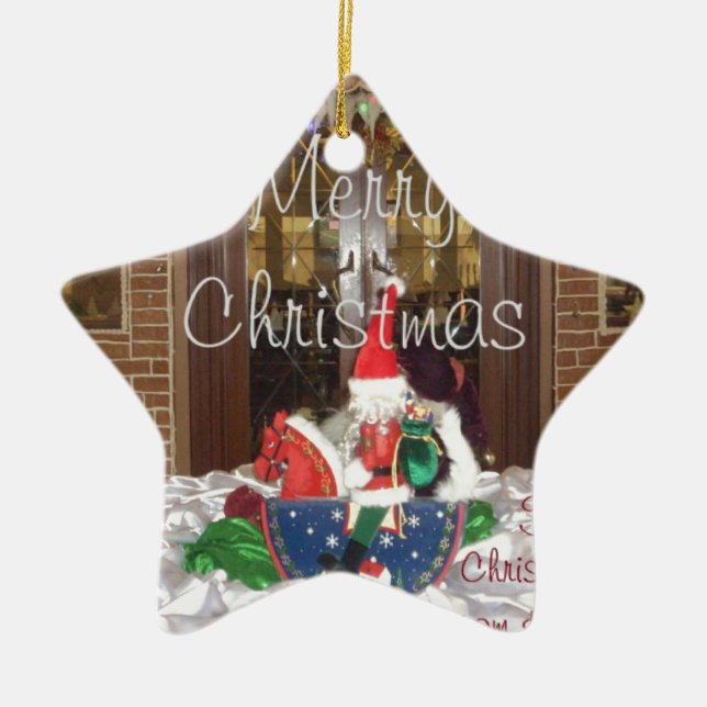 Merry Christmas Holidays Away from Home Collection Ceramic Ornament (Front)