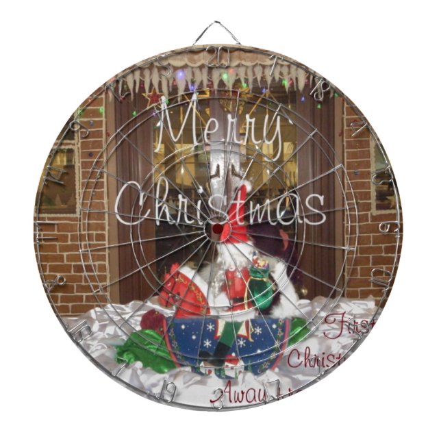 Merry Christmas holidays away from home Inspired A Dartboard (Front)
